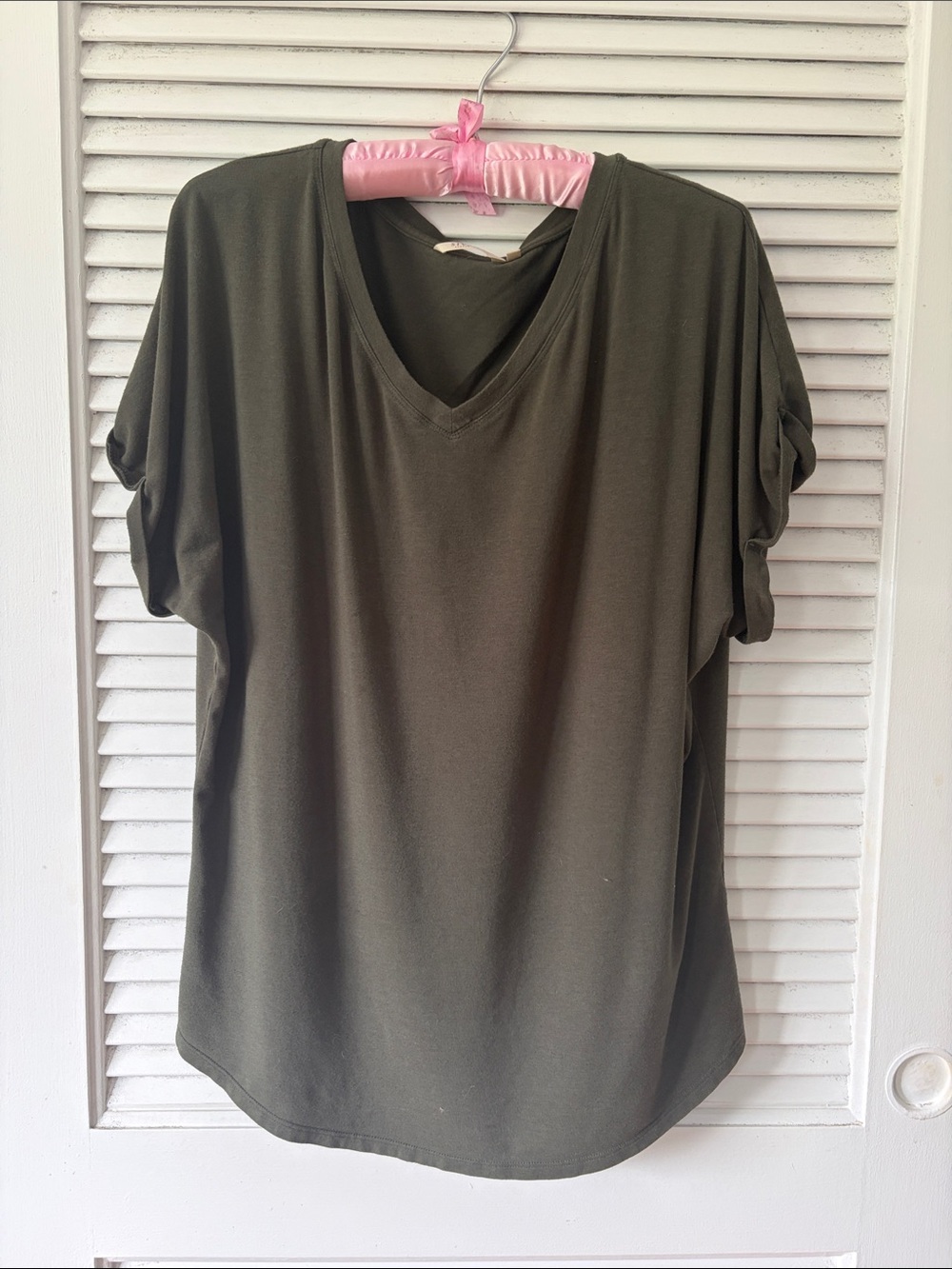 Sivana Olive Green bamboo oversized V-Neck Short Sleeve  Tee